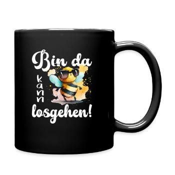 Bin da kann losgehen - Tasse einfarbig - Schwarz - Rechts