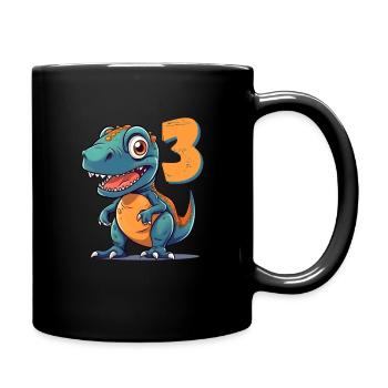 T Rex 3 years - Full Colour Mug - black - Right