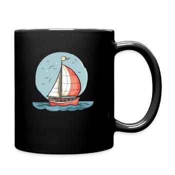 Segelboot - Tasse einfarbig - Schwarz - Rechts
