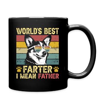 Vintage and Humorous Dog Daddy Dog Corgi - Full Colour Mug - black - Right