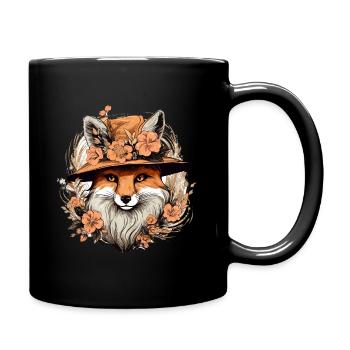 Cottagecore Fuchs Vintage Floral - Tasse einfarbig - Schwarz - Rechts