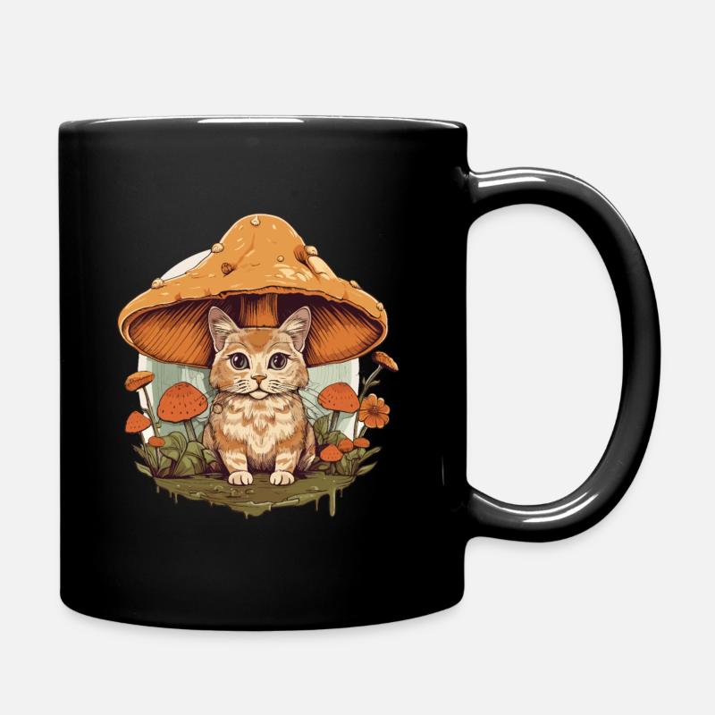Cottagecore Mushroom Cat Vintage Mushroom - Mug uni - noir