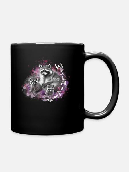 Waschbär Familie - Tasse einfarbig - Schwarz