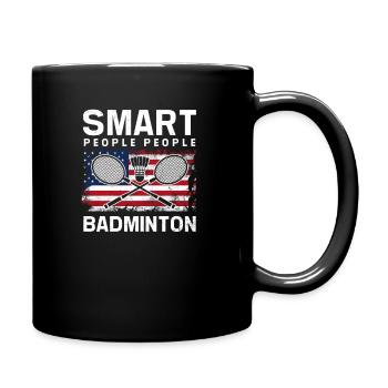 Badmintonspieler Smart People Amerikanische Flagge - Tasse einfarbig - Schwarz - Rechts
