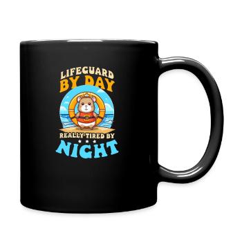 Rettungsschwimmer Rettungsschwimmer am Tag Müde in der Nacht - Tasse einfarbig - Schwarz - Rechts