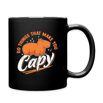Capybara Lustig Nager Wasserschwein - Tasse einfarbig - Schwarz - Rechts