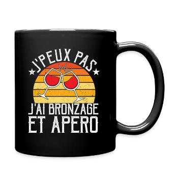 J'peux pas Bronzage et Apéro - Mug uni - noir - Droite