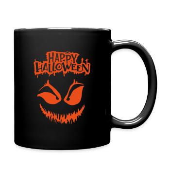 Joyeux visage d’Halloween effrayant - Mug uni - noir - Droite