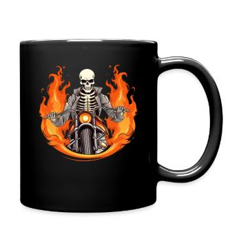 Motorrad Skelett Flammen - Tasse einfarbig - Schwarz - Rechts