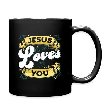 Jesus loves you Faith God Church - Full Colour Mug - black - Right