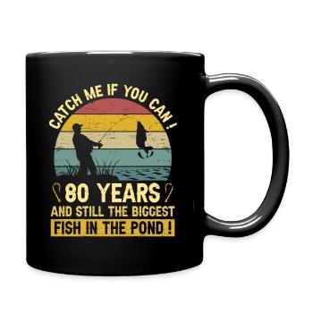 80 Years Fishermen Celebrates 80 Years Fisherman Birthday - Full Colour Mug - black - Right