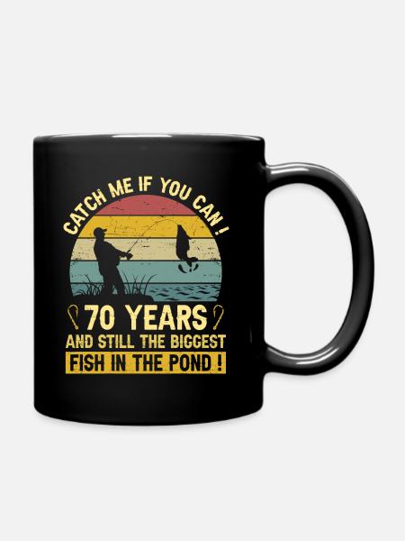 70 Ans Pêcheurs Fête 70 Ans Anniversaire Pêcheur - Mug uni - noir