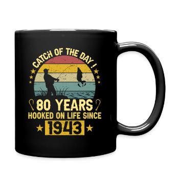 Anniversaire Pêcheur 1943 80 Ans Anniversaire - Mug uni - noir - Droite