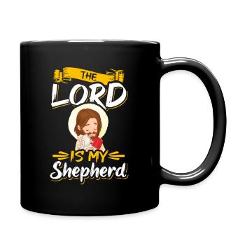 The Lord Is My Shepherd Bible Jesus Psalm 23 - Full Colour Mug - black - Right