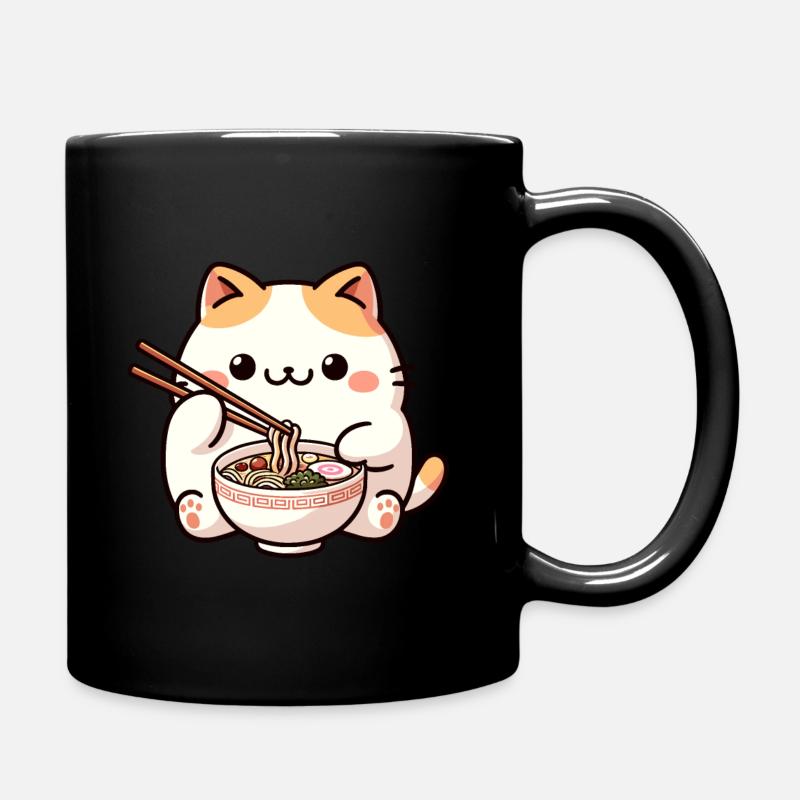 Neko Cat avec Ramen Soupe Anime - Mug uni - noir