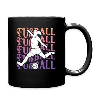 Fußball Vintage Fußballspielerin Damen Fußballerin - Tasse einfarbig - Schwarz - Rechts
