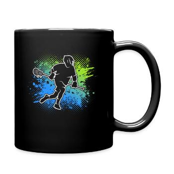 Lacrosse Player Ball Racket Kids Lacrosse - Full Colour Mug - black - Right