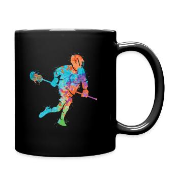 Lacrosse Player Racket Ball Kids Lacrosse - Full Colour Mug - black - Right
