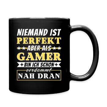 Niemand ist Perfekt - Gamer sind nah dran - Tasse einfarbig - Schwarz - Rechts