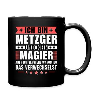Ich bin Metzger und kein Magier - Tasse einfarbig - Schwarz - Rechts