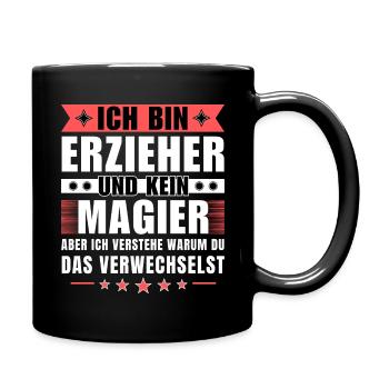 Ich bin Erzieher und kein Magier - Tasse einfarbig - Schwarz - Rechts