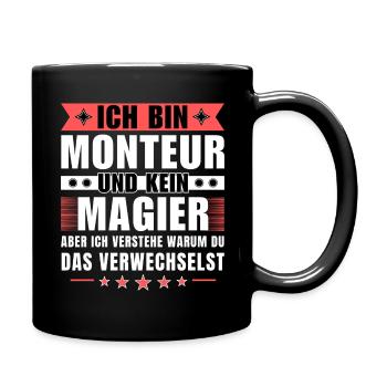 Ich bin Monteur und kein Magier - Tasse einfarbig - Schwarz - Rechts