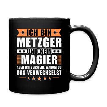 Ich bin Metzger und kein Magier - Tasse einfarbig - Schwarz - Rechts