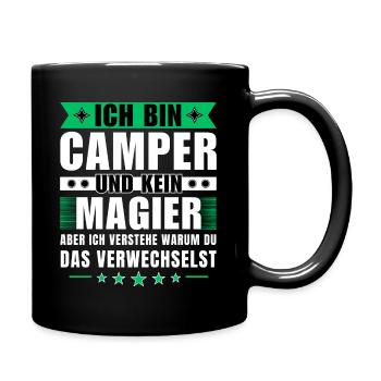 Ich bin Camper und kein Magier - Tasse einfarbig - Schwarz - Rechts