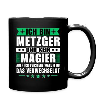 Ich bin Metzger und kein Magier - Tasse einfarbig - Schwarz - Rechts