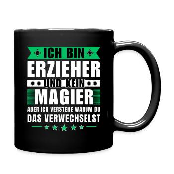 Ich bin Erzieher und kein Magier - Tasse einfarbig - Schwarz - Rechts
