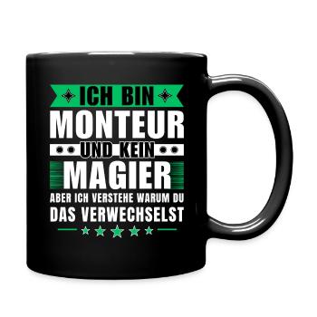 Ich bin Monteur und kein Magier - Tasse einfarbig - Schwarz - Rechts