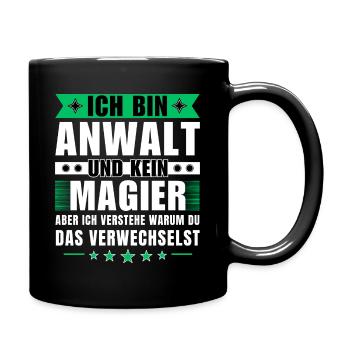 Ich bin Anwalt und kein Magier - Tasse einfarbig - Schwarz - Rechts