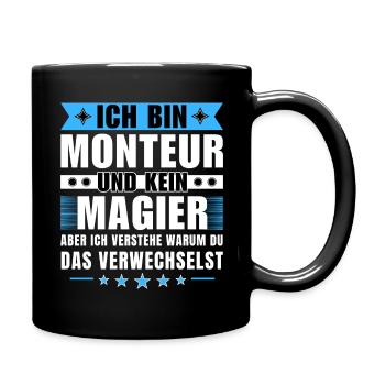 Ich bin Monteur und kein Magier - Tasse einfarbig - Schwarz - Rechts