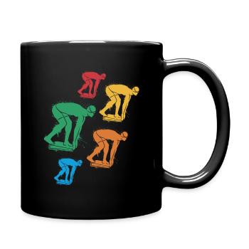 Schwimmen Schwimmer Mädchen Jungen Schwimm Kinder - Tasse einfarbig - Schwarz - Rechts