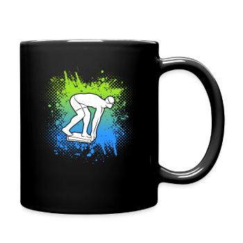 Schwimmen Schwimmer Kinder Herren Schwimm Jungen - Tasse einfarbig - Schwarz - Rechts