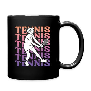 Tennis Player Retro Women's Tennis Player Girl - Full Colour Mug - black - Right