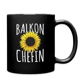 Balkon Chefin - Tasse einfarbig - Schwarz - Rechts