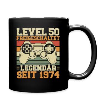 Level 50 freigeschaltet Legendär seit 1974 - Tasse einfarbig - Schwarz - Rechts