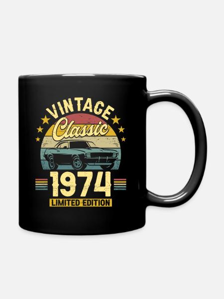 Oldtimer Baujahr 1974 50 Jahre Jubiläum - Tasse einfarbig - Schwarz