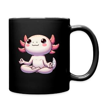 Meditation Axolotl Meditating Yoga - Full Colour Mug - black - Right