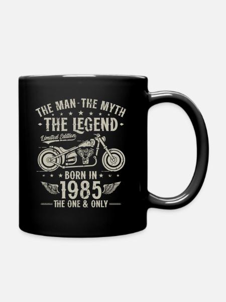 1985 Jahrgang Mann Mythos Legende Motorrad - Tasse einfarbig - Schwarz