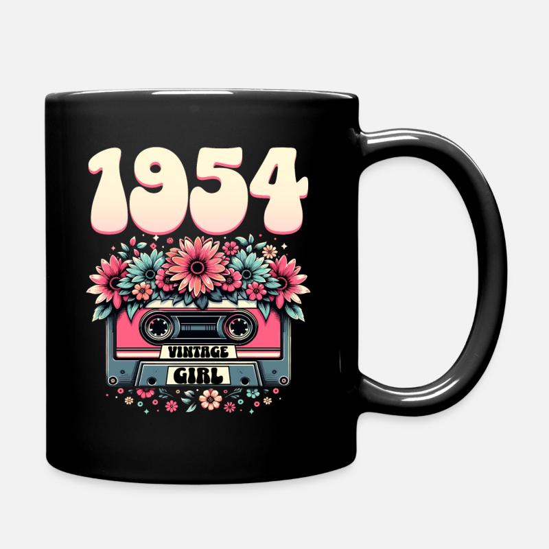 Cassette Année 1954 Anniversaire Femme 70 Ans - Mug uni - noir