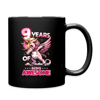 9 Years Unicorn Birthday - Full Colour Mug - black - Right