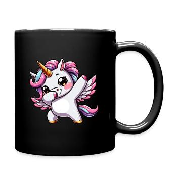 Einhorn Dabbing Tanz Fabelwesen - Tasse einfarbig - Schwarz - Rechts