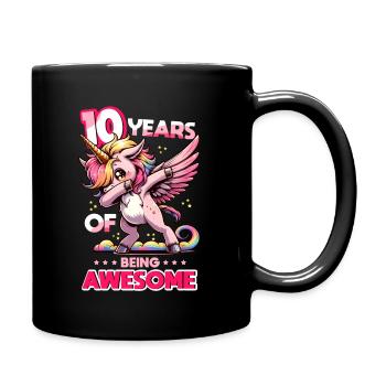 10 Years Unicorn Birthday - Full Colour Mug - black - Right