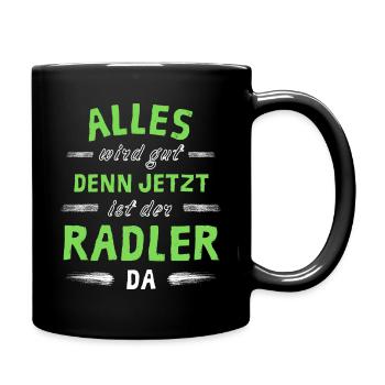Alles wird gut denn jetzt ist der Radler da - Tasse einfarbig - Schwarz - Rechts