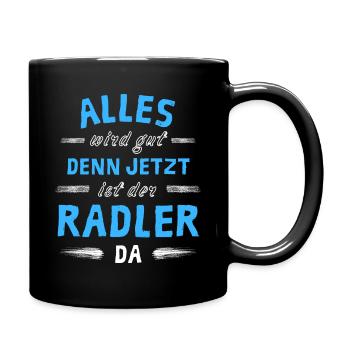 Alles wird gut denn jetzt ist der Radler da - Tasse einfarbig - Schwarz - Rechts