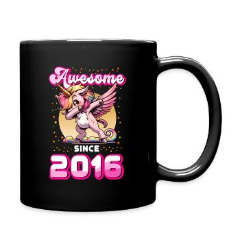 Einhorn Geburtstag Awesome since 2016 - Tasse einfarbig - Schwarz - Rechts