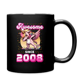 Unicorn Birthday Awesome since 2008 - Full Colour Mug - black - Right