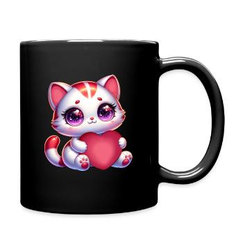 Saint-Valentin Chat Cœur Amour - Mug uni - noir - Droite